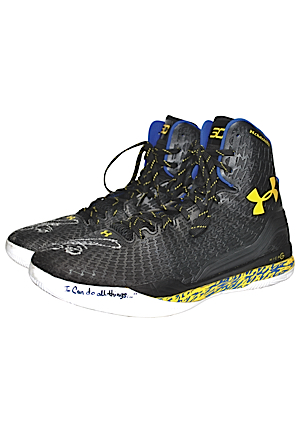2014-15 Stephen Curry Golden State Warriors Game-Used & Autographed Sneakers (JSA • Curry LOA • MVP Season • Championship Season)
