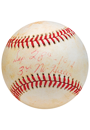 9/28/1974 Nolan Ryan No-Hitter Game-Used & Autographed Baseball (JSA • Umpire LOA)