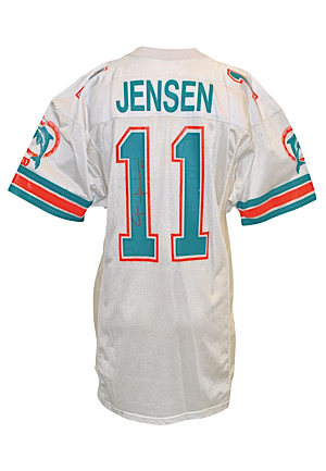 1992 Jim Jenson Miami Dolphins Game-Used & Autographed Home Jersey (JSA)