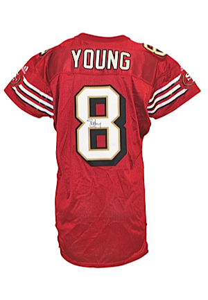 1999 Steve Young San Francisco 49ers Game-Issued & Autographed Home Jersey (JSA • Equipment Manager LOA)