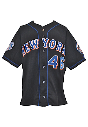 10/21/2000 Dave Racaniello & Rich Rodriguez New York Mets World Series Bench-Worn Black Alternate Jerseys (2)(Subway Series)