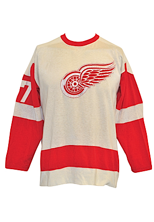 Mid to Late 1960s No. 7 Detroit Red Wings Game-Used Durene Jersey Attributed To Norm Ullman and/or Gary Unger