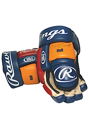 1998 Brett Hull St. Louis Blues Game-Used & Autographed Gloves (JSA • Sourced From Hull)