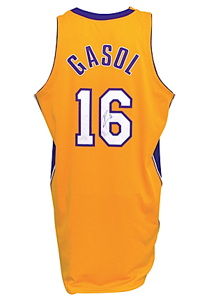 2008-09 Pau Gasol Los Angeles Lakers Game-Used & Autographed Home Jersey (JSA • Championship Season)
