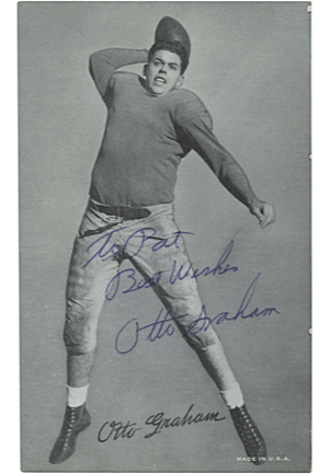 1948-66 Encapsulated Exhibit Vintage Autographed NFL & MLB Trading Cards Including Otto Graham & Elroy Hirsch (6)(JSA • PSA/DNA)