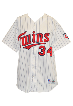 1993 Kirby Puckett Minnesota Twins Game-Used & Twice Autographed Pinstripe Home Jersey (JSA)