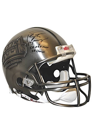 Peyton Manning Autographed LE Pewter Super Bowl Championship & SB MVP Helmet (JSA • Mounted Memories LOA)