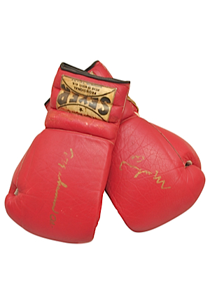 Early 1970s Muhammad Ali Training-Worn & Autographed Boxing Gloves (Full JSA LOA • Craig Hamilton LOA • Sourced from Drew "Bundini" Brown • Defeated Mathis — First NABF Heavyweight Title Defense)