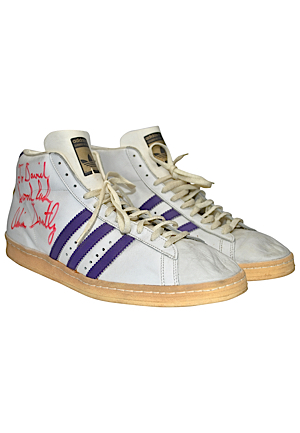 Early 1980s Adrian Dantley Utah Jazz Game-Used & Autographed Sneakers (JSA • Ball Boy LOA)