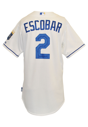 8/7/2015 Alcides Escobar Kansas City Royals Game-Used Home Jersey (MLB Hologram • Championship Season)