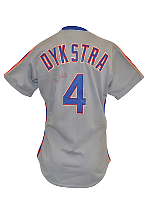 1988 Lenny Dykstra New York Mets Game-Used & Autographed Road Jersey (JSA)