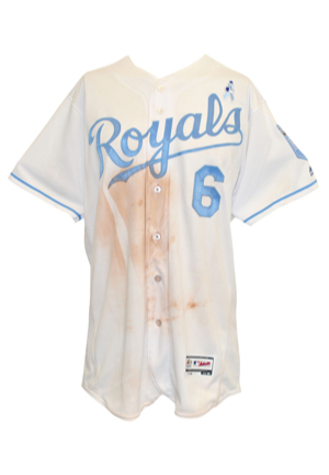 6/19/2016 Lorenzo Cain Kansas City Royals Fathers Day Game-Used Home Jersey (MLB Hologram)
