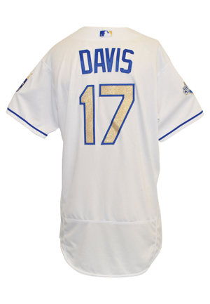 4/3/2016 Wade Davis Kansas City Royals Game-Used Opening Day Home Jersey (MLB Hologram • Ring Ceremony)