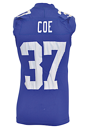 Lot of Game-Used New York Giants Jerseys — 10/16/11 Michael Coe Home, 2007 Barry Cofield Home, 9/12/2010 Kenny Phillips Home, 2005 Brandon Jacobs Game-Issued Road & 2004 Kenderick Allen Game-Issued...