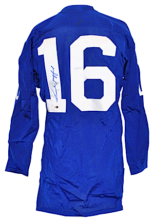 Frank Gifford New York Giants Autographed Replica Jersey, 10/71956 Chicago Cards vs. New York Giants Autographed Program & Joe Pisarcik "Miracle at the Meadowlands" Autographed Framed Photo (3)(JSA...