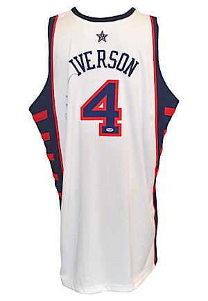 2004 Allen Iverson Team USA Olympics Game-Used & Autographed White Jersey (JSA • PSA/DNA • Iverson Authentic COA)