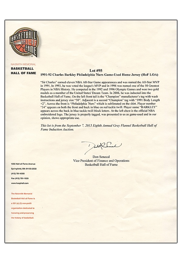 1989-90 Charles Barkley Game Worn Philadelphia 76ers Jersey. , Lot  #82472