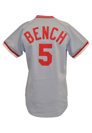 1982 Johnny Bench Cincinnati Reds Game-Used Road Jersey