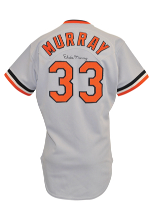 1987 Eddie Murray Baltimore Orioles Game-Used & Autographed Road Jersey (JSA)