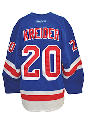 11/23/2015-1/2/2016 Chris Kreider New York Rangers Game-Used Home Jersey (Steiner Sports LOA)
