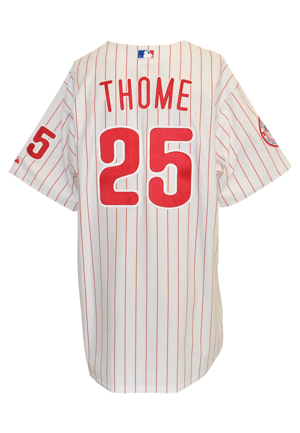 2003 Jim Thome Philadelphia Phillies Game-Used Pinstripe Home Jersey (Final Season At Veterans Stadium)