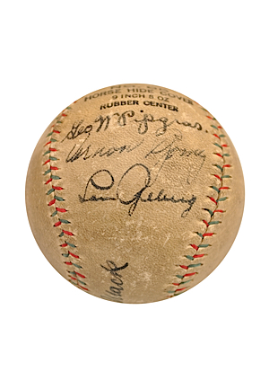 Circa 1920s Hall of Fame Multi-Signed Official Baseball Including Lou Gehrig & Walter Johnson (Full JSA LOA • 7 Signatures)
