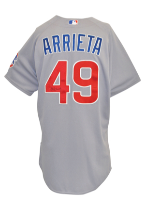 2013 Jake Arrieta Chicago Cubs Game-Used & Autographed Road Jersey (JSA)