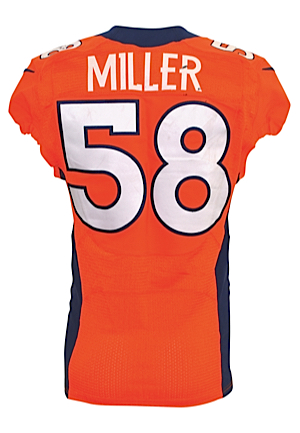 1/17/2016 Von Miller Denver Broncos NFL Playoffs Game-Used Orange Crush Home Jersey (Broncos LOA • Panini COA • Championship & Super Bowl MVP Season • Unwashed • Photo-Matched)