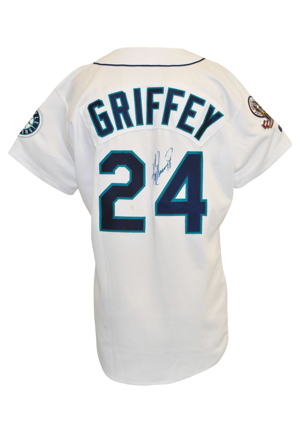 1995 Ken Griffey Jr. Seattle Mariners Game-Used & Autographed Home Uniform (2)(Full JSA • Gold Glove Award Season • Repairs)