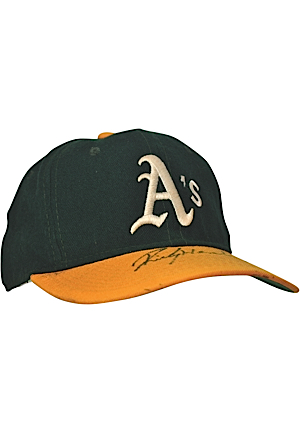 Circa 1994 Oakland Athletics Game-Used & Autographed Cap Attributed To Rickey Henderson (JSA)