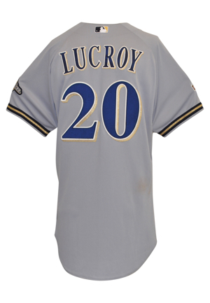9/18/2010 Jonathan Lucroy Rookie Milwaukee Cerveceros Brewers Game-Used Road Jersey (MLB Hologram)