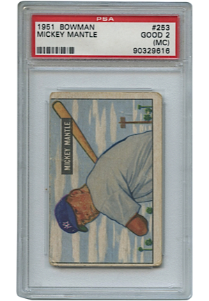 1951 Mickey Mantle Bowman #253 Rookie Card (PSA/DNA Graded Good 2)