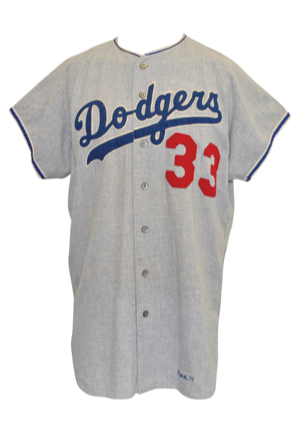 1971 Danny Ozark Los Angeles Dodgers Coaches-Worn Road Flannel Jersey (One-Year Style)