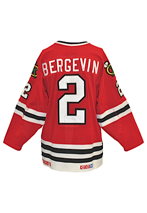 Mid 1980s Marc Bergevin Rookie Era Chicago Blackhawks Game-Used Road Jersey