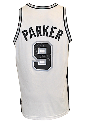 2005-06 Tony Parker San Antonio Spurs Game-Used & Autographed Home Jersey (JSA)