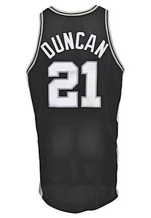 1997-98 Tim Duncan Rookie San Antonio Spurs Game-Used & Autographed Road Uniform (2)(JSA • BBHoF • RoY Season)