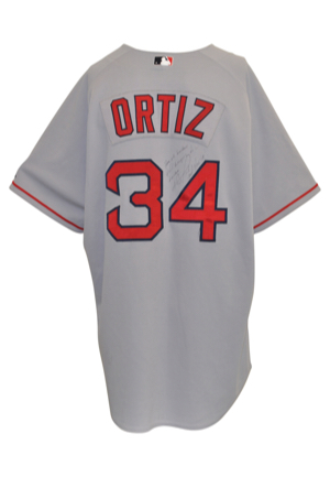 2006 David Ortiz Boston Red Sox Game-Used & Autographed Road Jersey (JSA • AL Home Run & RBI Leader • Felix Rodriguez LOA)