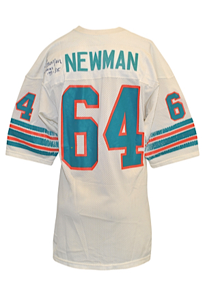 Circa 1974 Ed Newman Rookie Era Miami Dolphins Game-Used & Autographed Home Jersey (JSA)