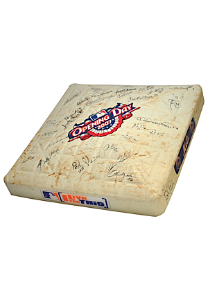 4/9/2007 New York Mets Opening Day Game-Used & Team-Signed Base (JSA • MLB Hologram • Sourced From Julio Franco)