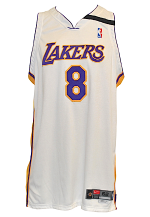 2002-03 Kobe Bryant Los Angeles Lakers Sunday White Alternate Game-Used & Autographed Uniform (2)(DC Sports LOA • Wilt Chamberlain Armband • Scoring Champion)