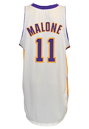 2003-04 Karl Malone Los Angeles Lakers Sunday White Alternate Game-Used Home Jersey (DC Sports LOA)