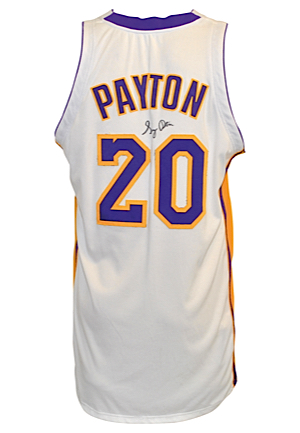 2003-04 Gary Payton Los Angeles Lakers Sunday White Alternate Game-Used & Autographed Home Jersey (JSA • DC Sports LOA)