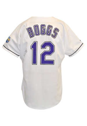 1998 Wade Boggs Tampa Bay Devil Rays Game-Used & Twice Autographed Home Jersey (JSA)