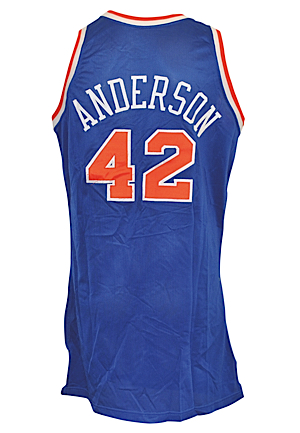 1992-93 Eric Anderson New York Knicks Game-Used Road Jersey
