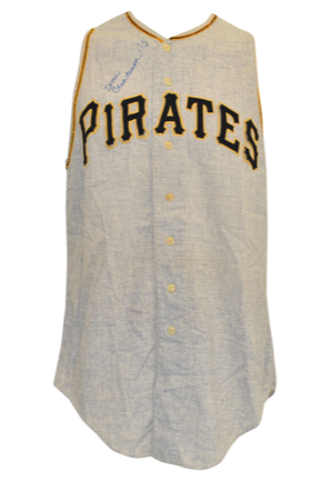 1961 Donn Clendenon Rookie Pittsburgh Pirates Game-Used & Autographed Road Flannel Vest (JSA • Use Confirmed By Clendenon)