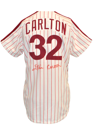 1977 Steve Carlton Philadelphia Phillies Game-Used & Autographed Pinstripe Home Jersey (Full JSA LOA • Photo-Matched • NL Cy Young Award & Wins Leader)
