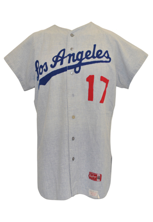 1968 Hank Aguirre Los Angeles Dodgers Game-Used Flannel Road Jersey
