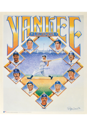 Multi-Signed New York Yankees Legends Poster (JSA)