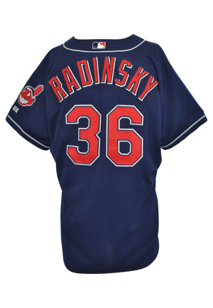 2001-02 Scott Radinsky Cleveland Indians Game-Used & Autographed Road Jersey (JSA)