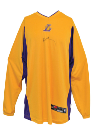 Mid 2000s Los Angeles Lakers Player-Worn & Autographed Home Shooting Shirt Attributed To Kobe Bryant (JSA • NBA Hologram)
